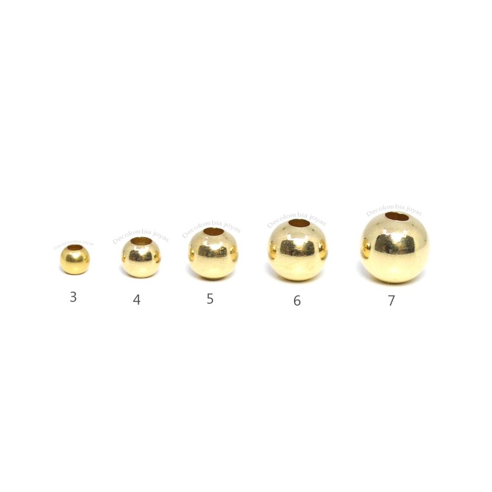 Balines Lisos para armar pulseras Oro 18k